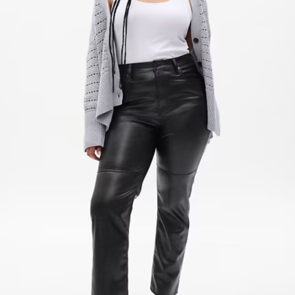 Vegan Leather Straight Cut Pants - Picture 3 of 3